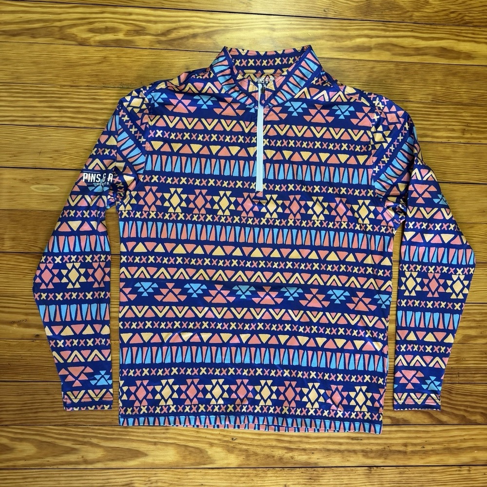Pins & Aces Pullover Men's Medium 1/4 Zip Stretch Performance Golf Top